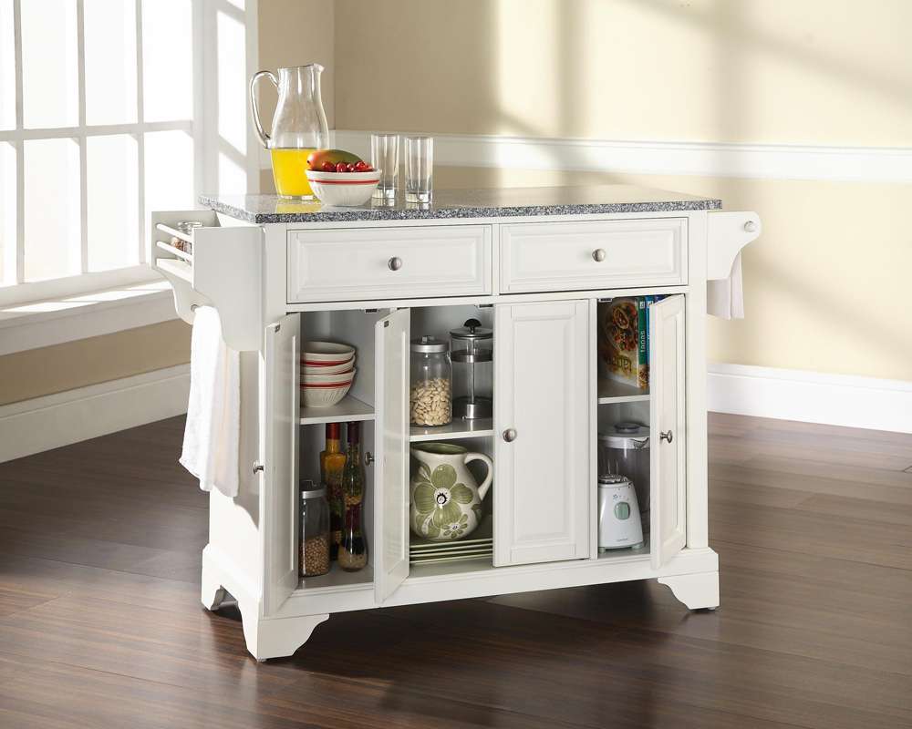 Crosley Furniture - LaFayette Solid Granite Top Kitchen Island in White Finish - KF30003BWH veiw 4