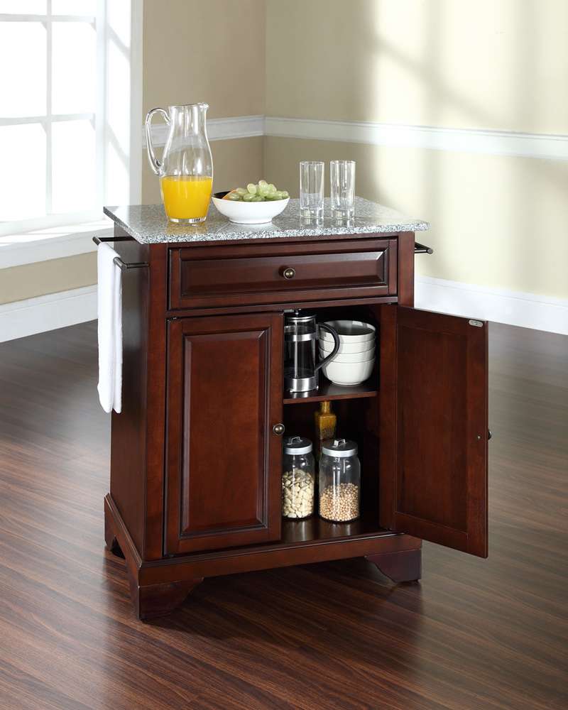 Crosley Furniture - LaFayette Solid Granite Top Portable Kitchen Island in Vintage Mahogany Finish - KF30023BMA veiw 3