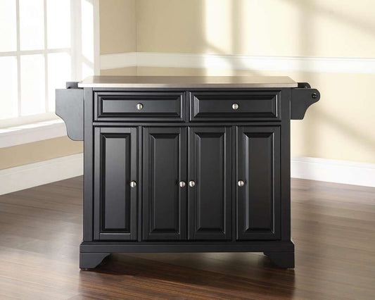 Crosley Furniture - LaFayette Stainless Steel Top Kitchen Island in Black Finish - KF30002BBK veiw 2