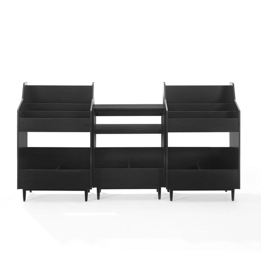 Crosley Furniture - Liam 3-Piece Record Player Stand And Vinyl Storage Set - Record Player Stand & 2 Record Storage Stands - KF13124BK view 2