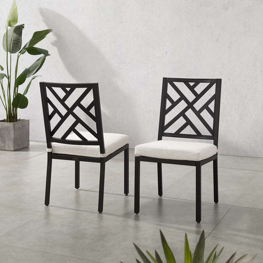 Crosley Furniture - Locke 2Pc Outdoor Dining Chair Set Creme/Matte Black - 2 Chairs - KO60050MB-CR_CLOSEOUT veiw 2