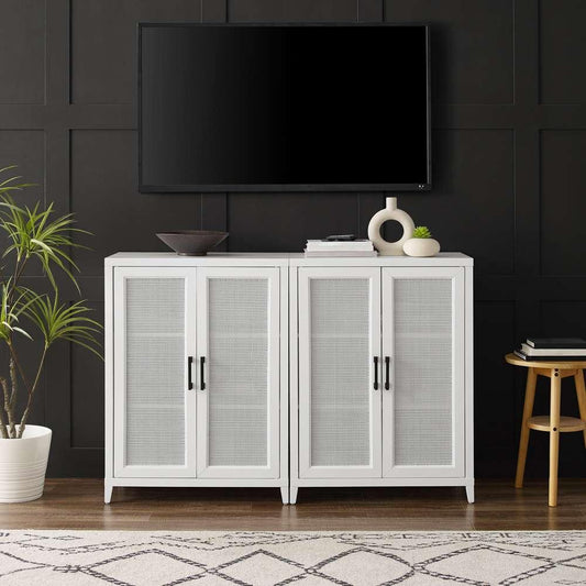 Crosley Furniture Milo 2Pc Media Storage Cabinet Set White - 2 Storage Pantries - KF13131WH veiw 2
