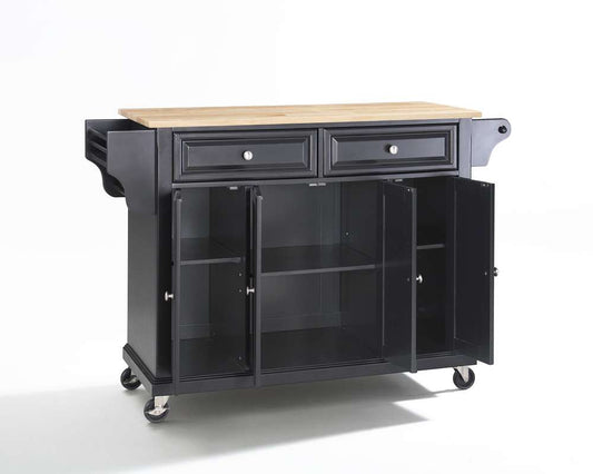 Crosley Furniture - Natural Wood Top Kitchen Cart/Island in Black Finish - KF30001EBK veiw 2