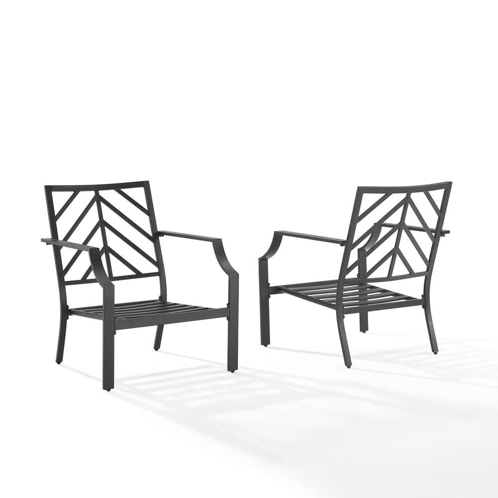 Crosley Furniture - Otto 2Pc Outdoor Chair Set Gray/Matte Black - 2 Armchairs - CO6293MB-GY veiw 7