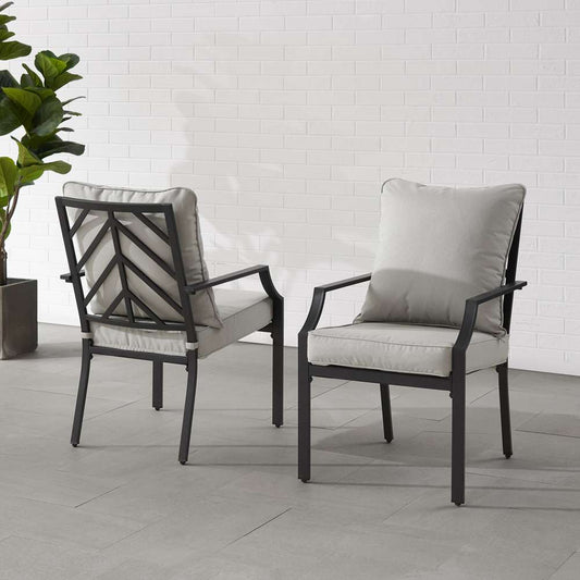 Crosley Furniture - Otto 2Pc Outdoor Dining Chair Set Gray/Matte Black - 2 Chairs - CO6291MB-GY veiw 2