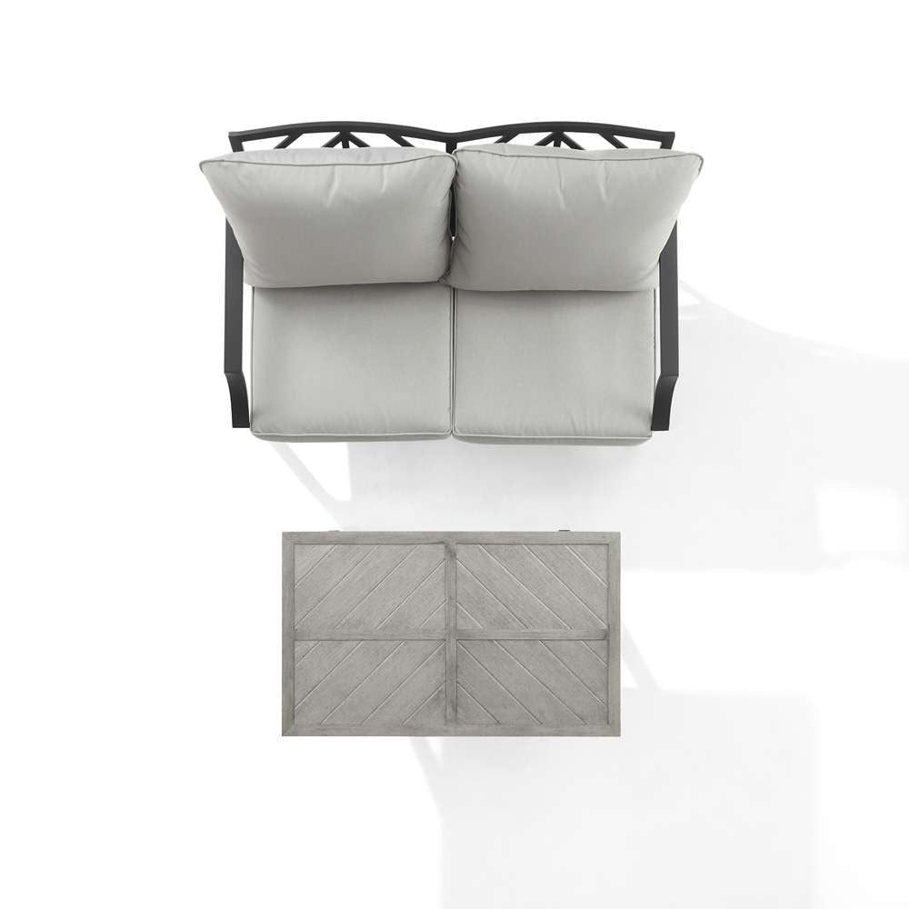 Crosley Furniture - Otto 2Pc Outdoor Loveseat Patio Furniture Set Gray/Matte Black - Loveseat & Coffee Table - CO6294MB-GY veiw 11