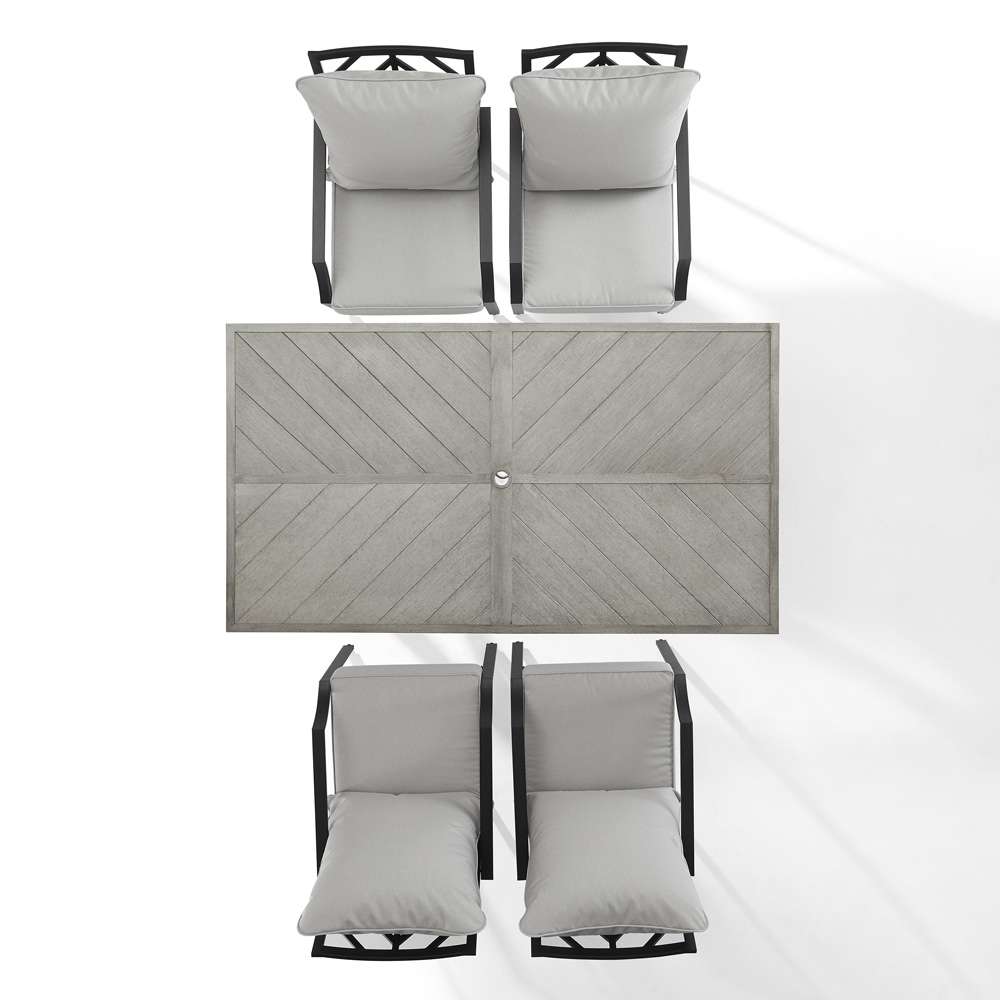 Crosley Furniture - Otto 5Pc Outdoor Dining Set Gray/Matte Black - Table & 4 Chairs - KO60060MB-GY veiw 10