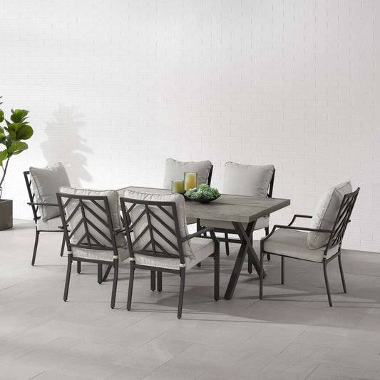 Crosley Furniture - Otto 7Pc Outdoor Dining Set Gray/Matte Black - Table & 6 Chairs - KO60061MB-GY veiw 2