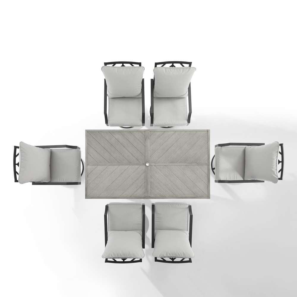Crosley Furniture - Otto 7Pc Outdoor Dining Set Gray/Matte Black - Table & 6 Swivel Chairs - KO60062MB-GY veiw 8