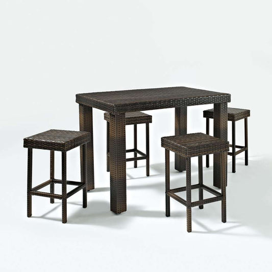 Crosley Furniture - Palm Harbor 5 Piece Outdoor Wicker High Dining Set - Table & Four Stools - KO70010BR_CLOSEOUT veiw 2
