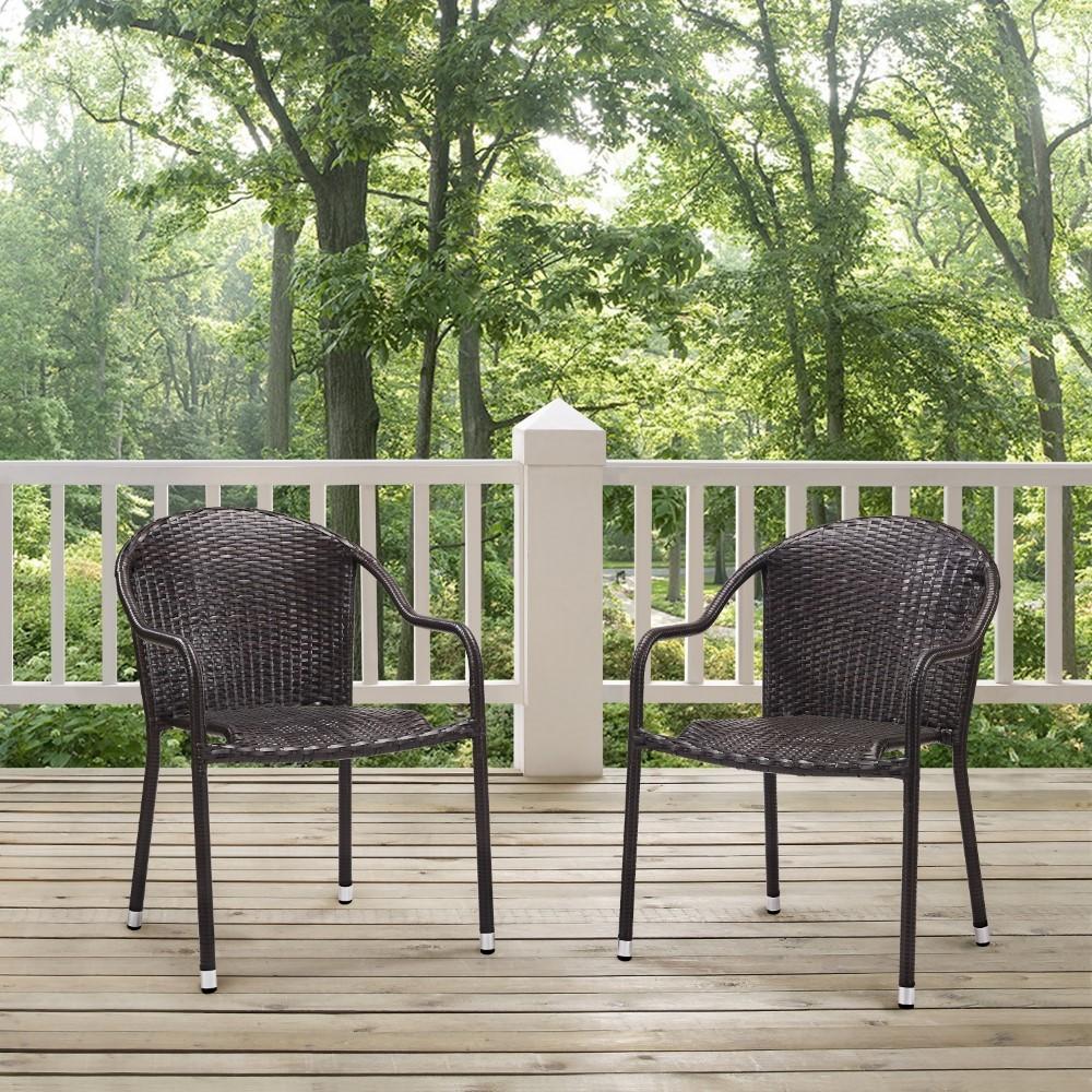 Crosley Furniture - Palm Harbor Outdoor Wicker Stackable Chairs - Brown (Set of 2) - CO7137-BR_CLOSEOUT veiw 2