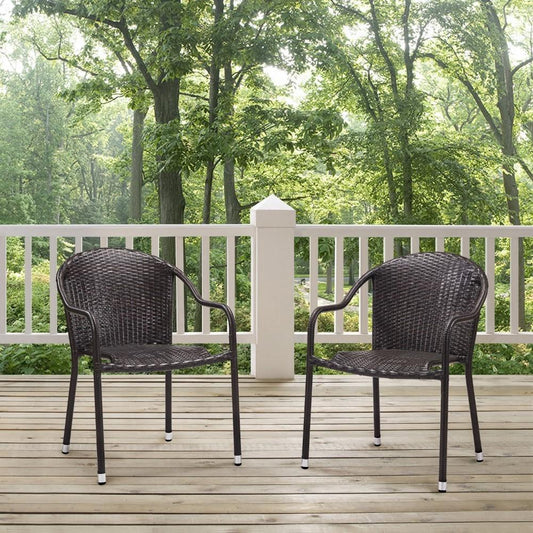 Crosley Furniture - Palm Harbor Outdoor Wicker Stackable Chairs - Brown (Set of 2) - CO7137-BR_CLOSEOUT veiw 2
