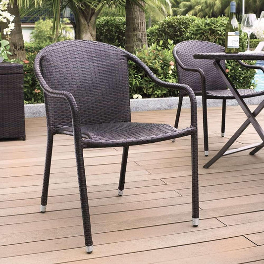 Crosley Furniture - Palm Harbor Outdoor Wicker Stackable Chairs Brown (Set of 4) - CO7109-BR_CLOSEOUT veiw 2