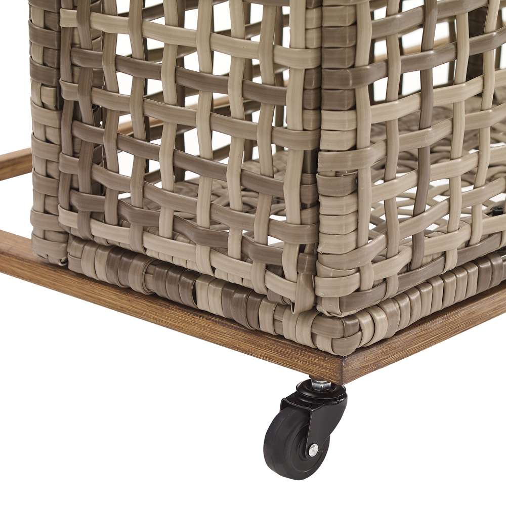 Crosley Furniture - Ridley Outdoor Wicker And Metal Pool Storage Caddy Distressed Gray/Brown - CO7308BR-GY veiw 5
