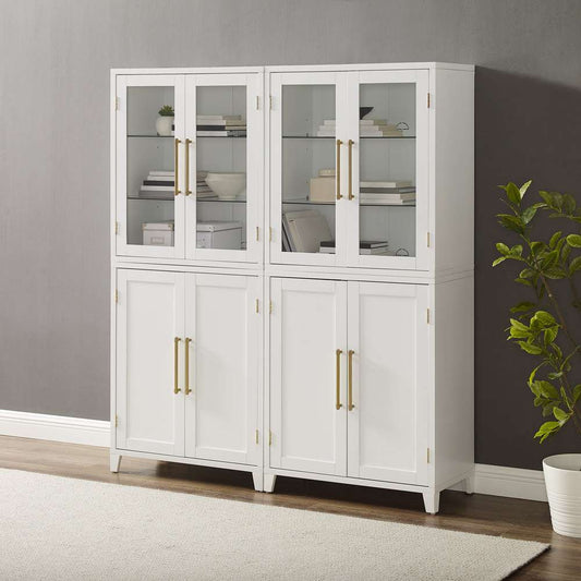 Crosley Furniture - Roarke 2Pc Pantry Storage Cabinet W/Glass Door Hutch Set White - 2 Pantries - KF33056WH veiw 2
