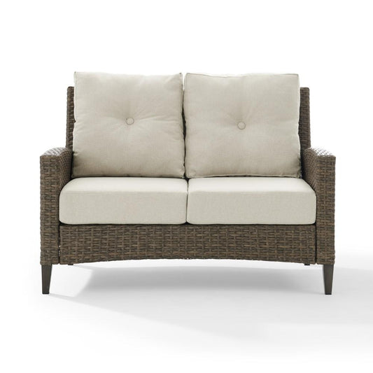 Crosley Furniture - Rockport Outdoor Wicker High Back Loveseat Oatmeal/Light Brown - CO7161-LB_CLOSEOUT veiw 2