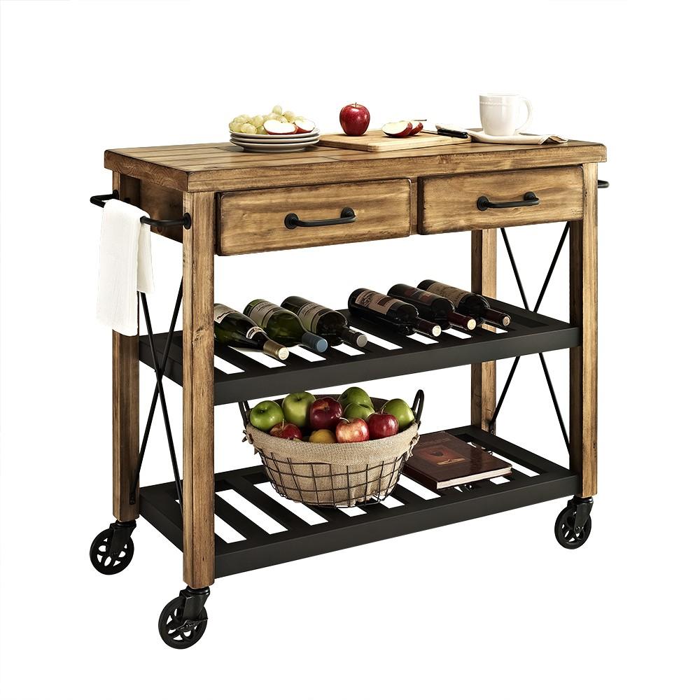 Crosley Furniture - Roots Rack Style Industrial Cart - CF3008-NA veiw 3