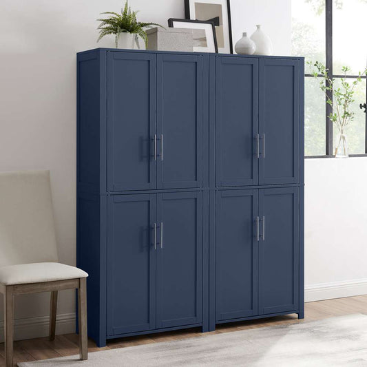 Crosley Furniture - Savannah 2-Piece Kitchen Storage Pantry Set Navy - 2 Pantries - KF33020NV veiw 2