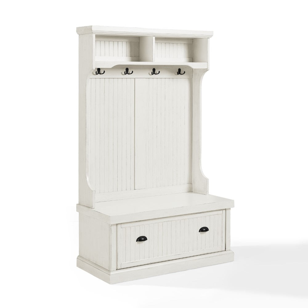 Crosley Furniture - Seaside Hall Tree in Distressed White - CF6006-WH veiw 1