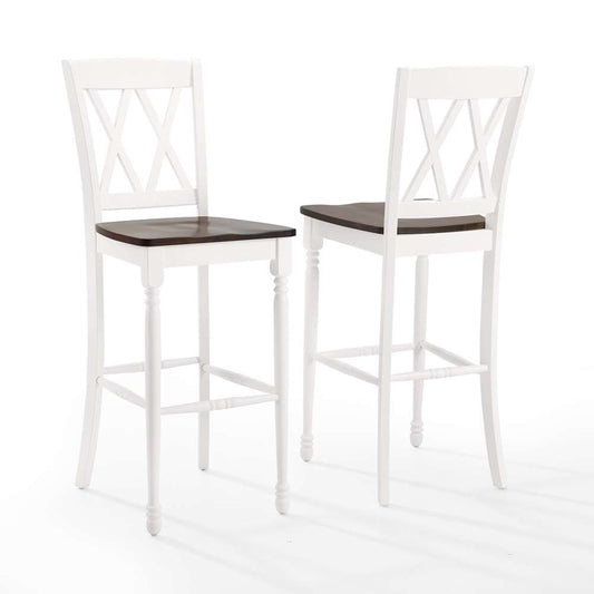 Crosley Furniture - Shelby 2Pc Bar Stool Set Distressed White - 2 Stools - CF501030-WH veiw 2