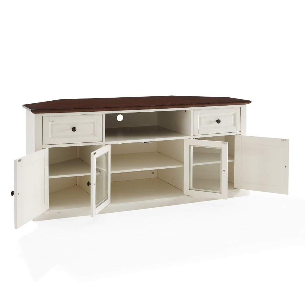 Crosley Furniture - 60in Corner TV Stand in White - CF1000260-WH veiw 3
