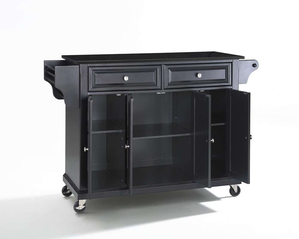 Crosley Furniture - Solid Black Granite Top Kitchen Cart/Island in Black Finish - KF30004EBK veiw 2
