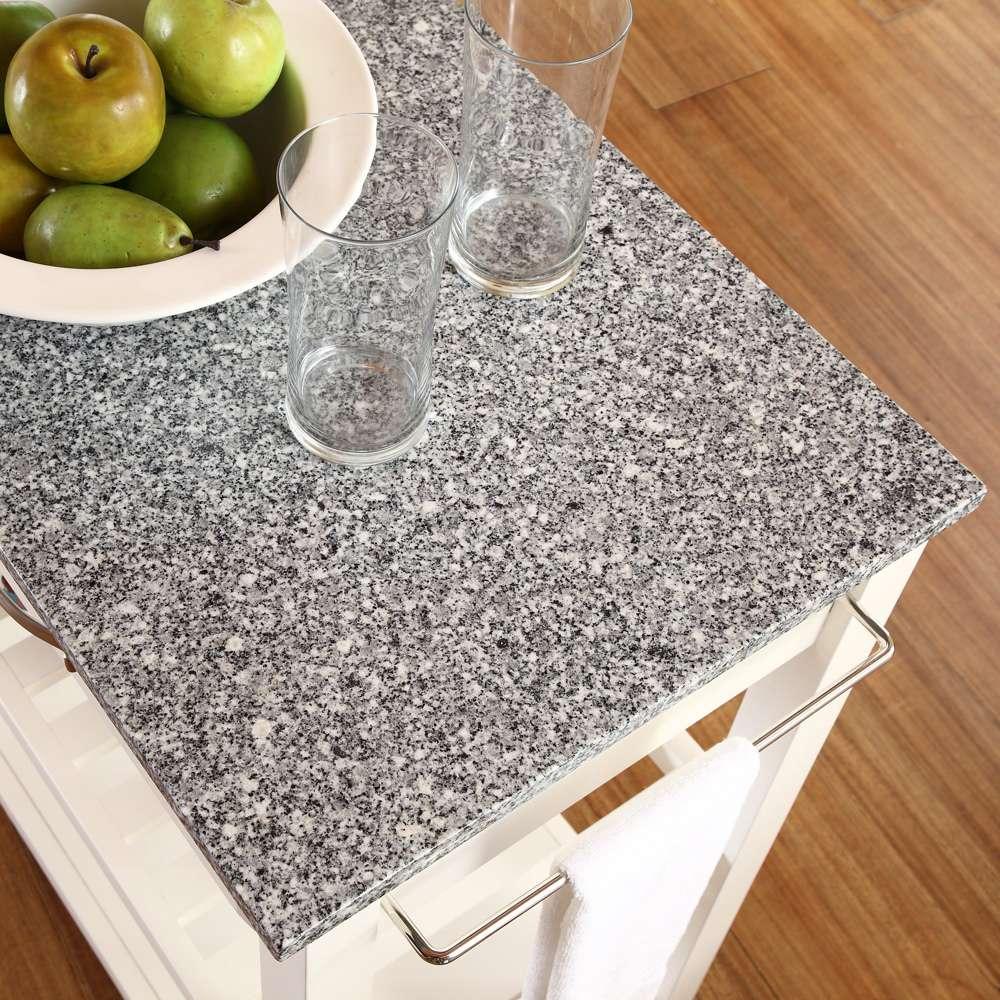 Crosley Furniture - Solid Granite Top Kitchen Cart/Island With Optional Stool Storage in White Finish - KF30053WH veiw 6