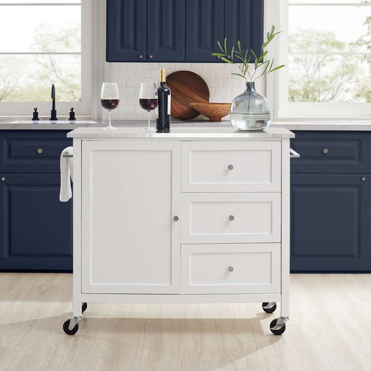 Crosley Furniture Soren Stainless Steel Top Kitchen Island/Cart White/Stainless Steel - KF30090SS-WH veiw 2