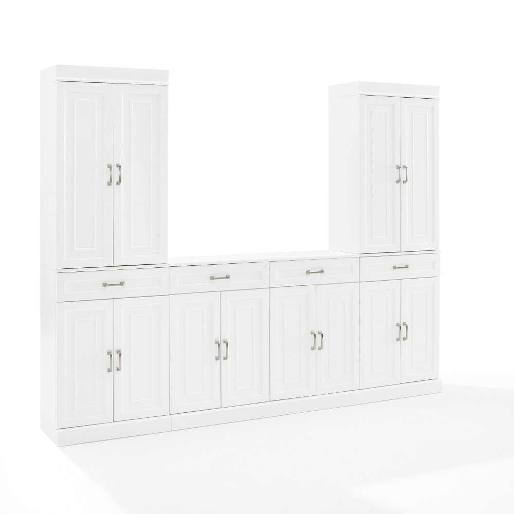 Crosley Furniture - Stanton 3Pc Sideboard And Pantry Set White - Sideboard & 2 Pantries - KF33035WH veiw 1