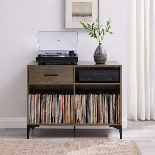 Crosley Furniture Sydney Record Storage Media Console Walnut - CF4218-WA veiw 2