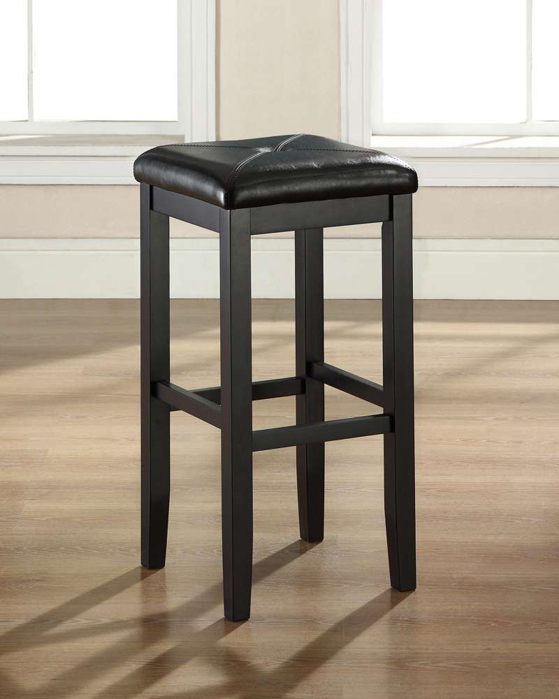 Crosley Furniture - Upholstered Square Seat Bar Stool in Black Finish with 29 Inch Seat Height (Set of 2) - CF500529-BK veiw 2
