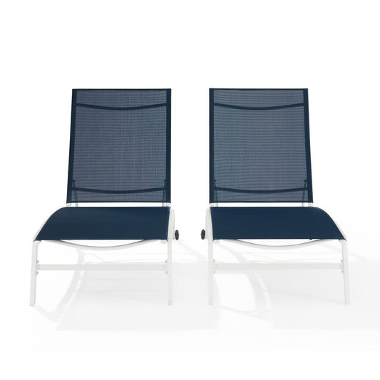Crosley Furniture - Weaver 2-Piece Outdoor Chaise Lounge Set - 2 Lounge Chairs - KO70390WH-NV view 2