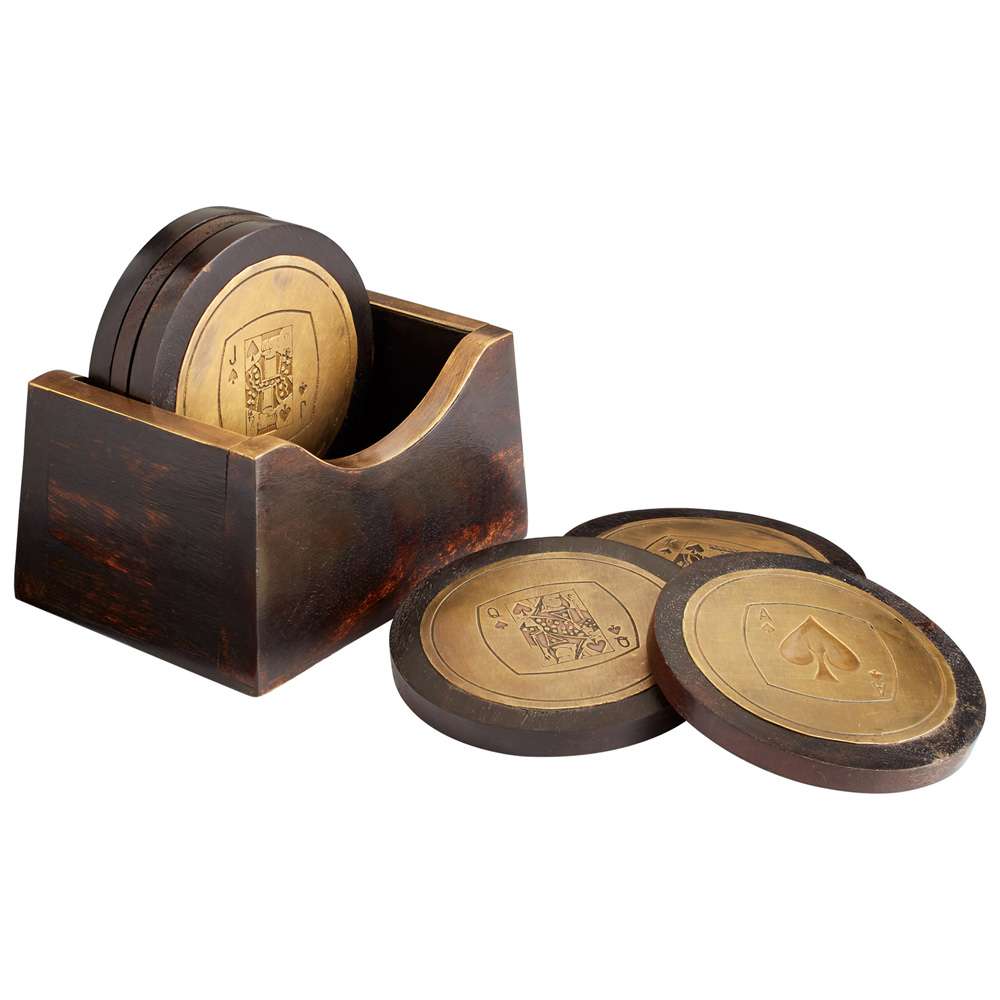 Cyan Design - Card Carrying Coasters in Black and Brass - 08017 veiw 1