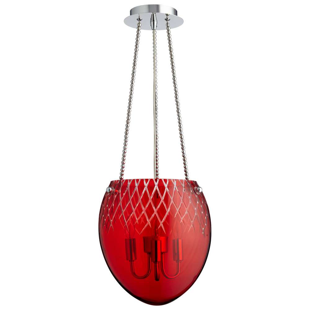 Cyan Design - Etched Pendant 3-Light in Red - 07643 - CLOSEOUT veiw 1