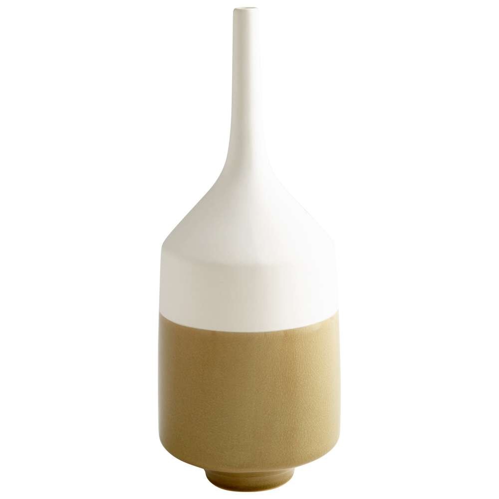 Cyan Design - Groove Line Vase in White and Olive Crackle - Large - 06888 veiw 1