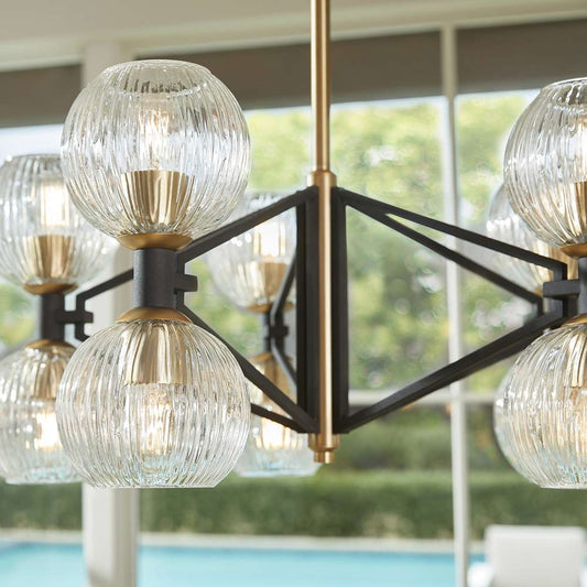 Cyan Design - Helios Chandelier in Black & Aged Brass - Small - 10965 veiw 2