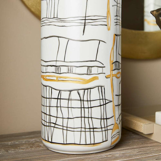 Cyan Design - Lindus Vase in Black in White - Medium - 11430 veiw 2