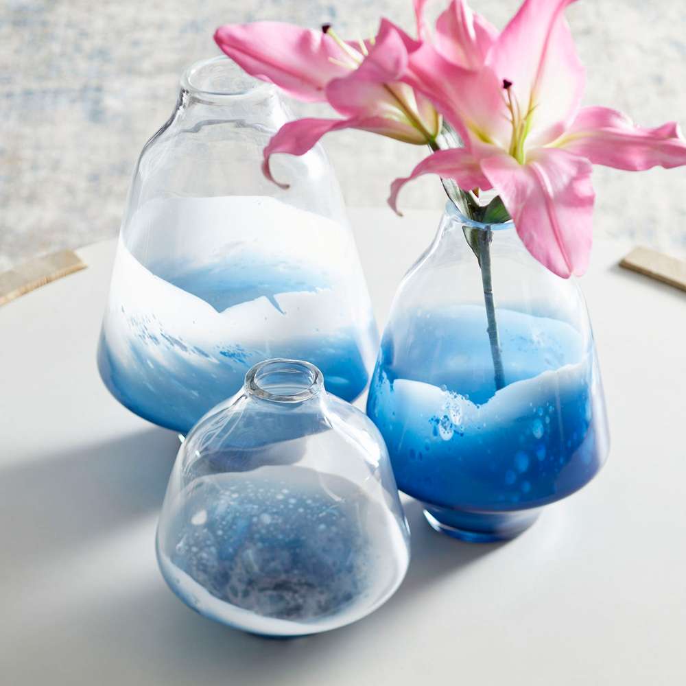 Cyan Design - Water Dance Vase in Clear and Cobalt - Small - 09165 veiw 3