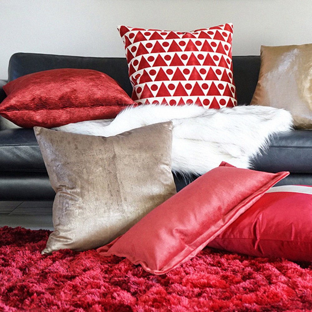 D.V. KAP Home - Iridescence Band Pillow - Ruby - 3384-R-2424 view 3