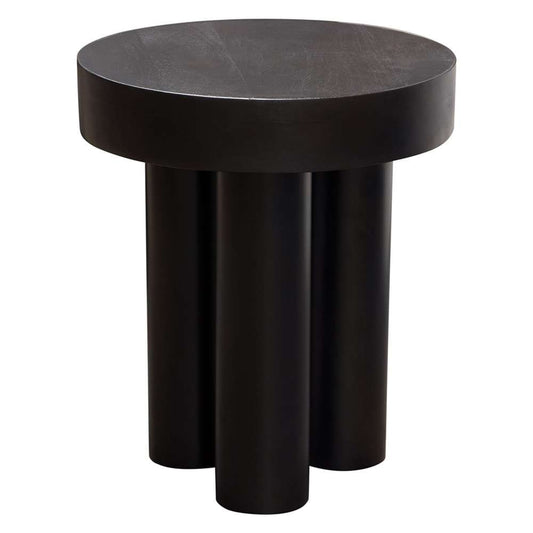 Diamond Sofa - Rune 16in Round End/Accent Table w/ Solid Acacia Wood Top & Iron Leg Base in Black Finish - RUNEETBL veiw 2
