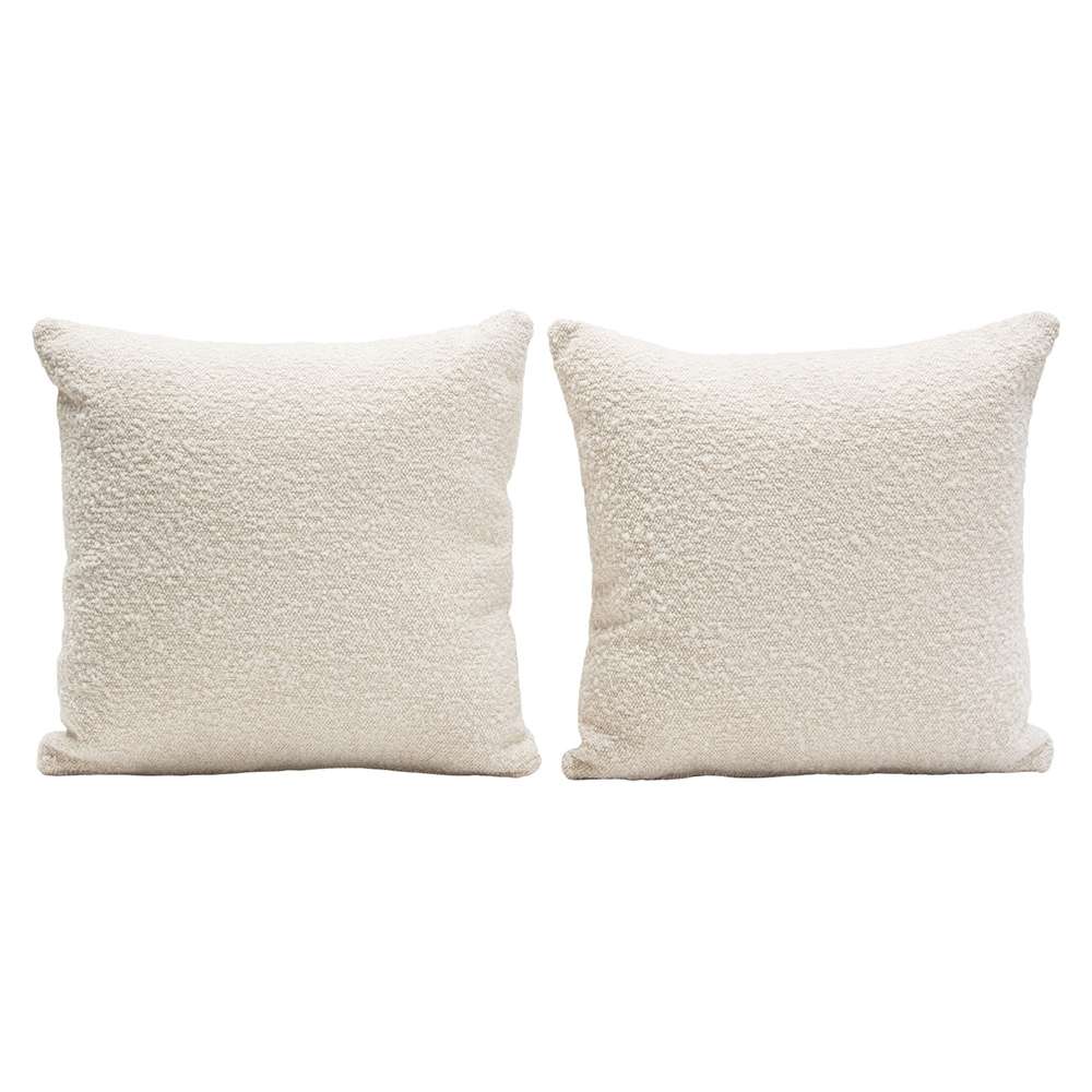 Diamond Sofa - 16in Square Accent Pillows in Bone Boucle Textured Fabric (Set of 2) - PILLOW16BO2PK