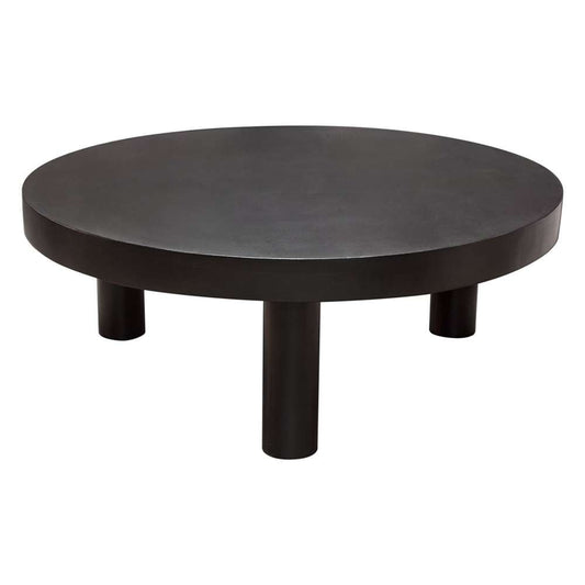 Diamond Sofa - Rune 42in Round Cocktail Table w/ Solid Acacia Wood Top & Iron Leg Base in Black Finish - RUNECTBL veiw 2