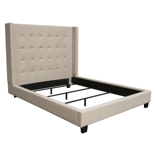 Diamond Sofa - Madison Ave Tufted Wing Queen Bed in Sand Button Tufted Fabric - MADISONAVEQUBEDSD veiw 2