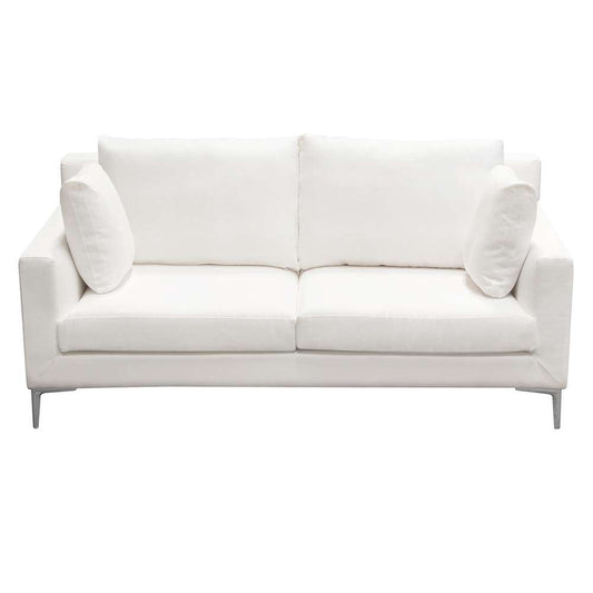 Diamond Sofa - Seattle Loose Back Loveseat in White Linen w/ Polished Silver Metal Leg - SEATTLELOWH veiw 2