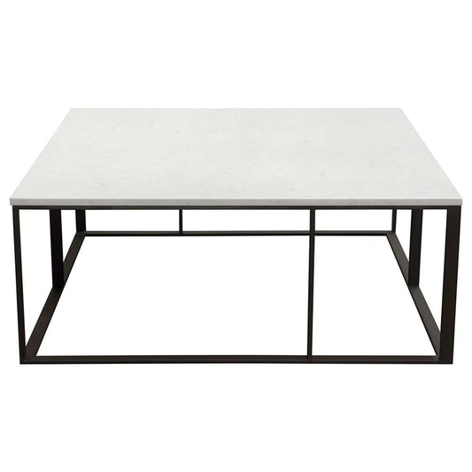 Diamond Sofa - Surface Square Cocktail Table w/ Engineered Marble Top & Black Powder Coated Metal Base - SURFACECTMA veiw 2