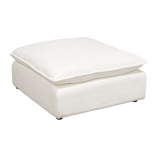 Diamond Sofa - Ivy Square Ottoman in White Faux Shearling w/ Feather Down Seating - IVYOTWH veiw 2