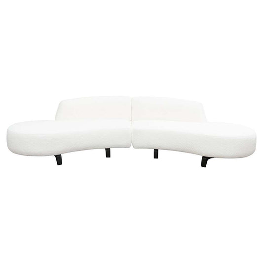 Diamond Sofa - Vesper 2PC Modular Curved Armless Chaise in Faux White Shearling w/ Black Wood Leg Base - VESPER2PCLCRCWH veiw 2