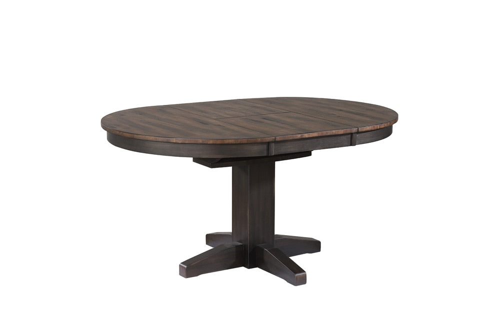 ECI Furniture - Ashford Round Pedestal Dining Table, Black & Rustic Walnut - 1859-23-RT/RB veiw 1
