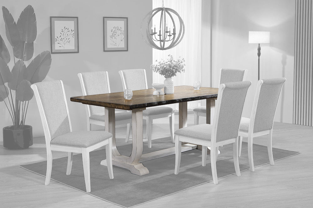 ECI Furniture - Briton Lake Complete Trestle Table, Rustic & White Wash - 5005-00-T/TB view 1