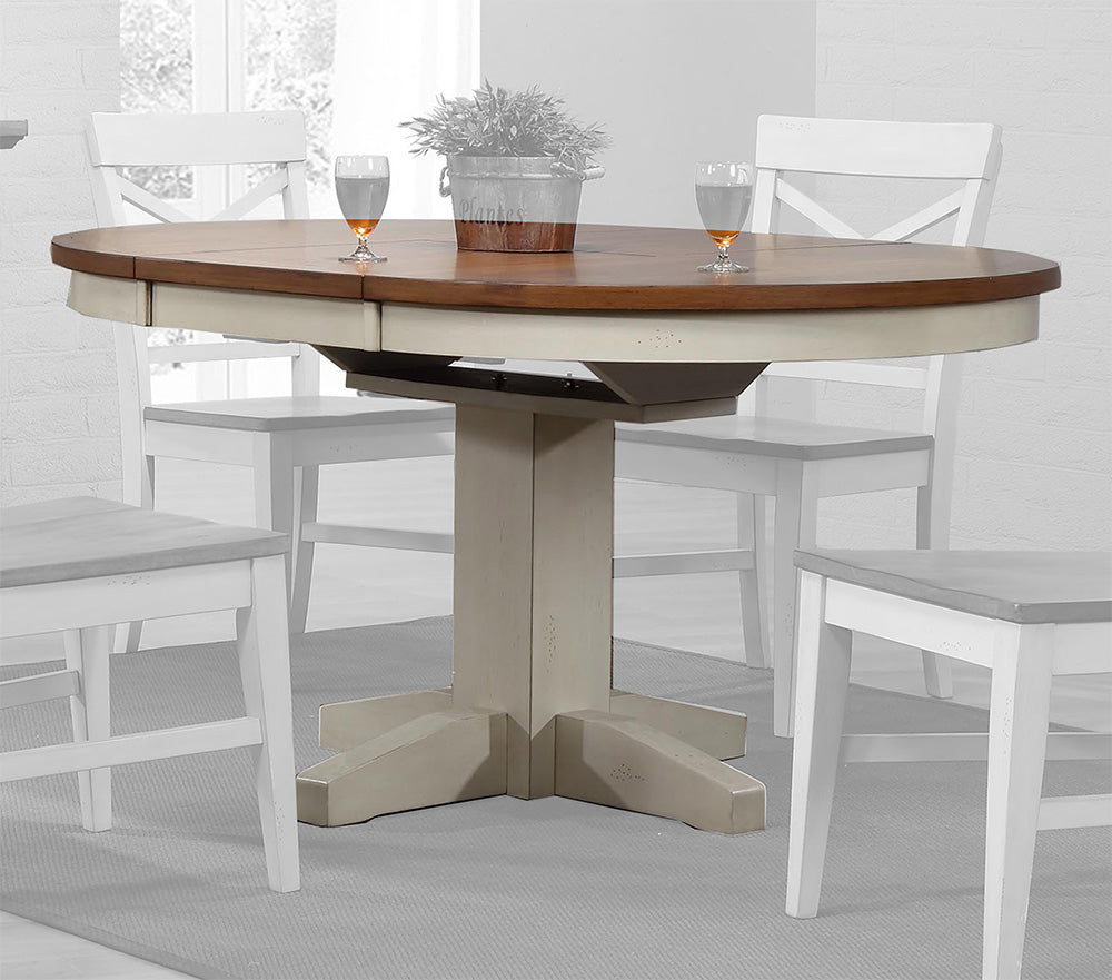 ECI Furniture - Choices Round To Oval Table Complete, Antique White - 0733-20-RT/RB view 1